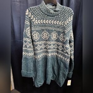 Style & Co. Teal and White Knit Sweater